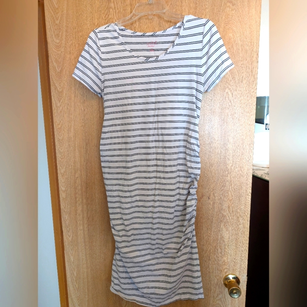 Black And White Striped Maternity Dress